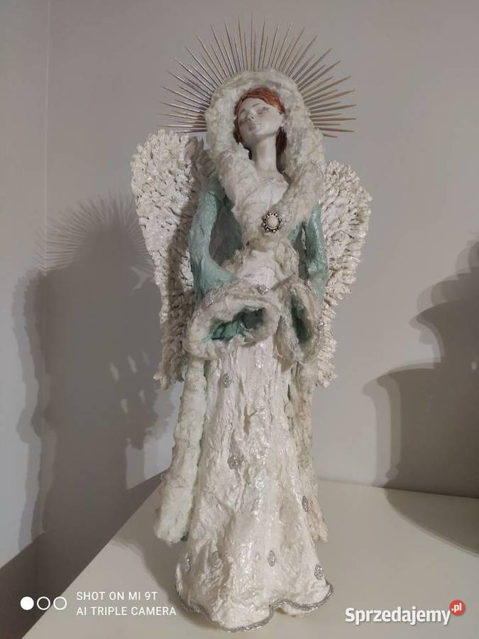 Piękna Anielica Figurka Rękodzieło Powertex Pniewy