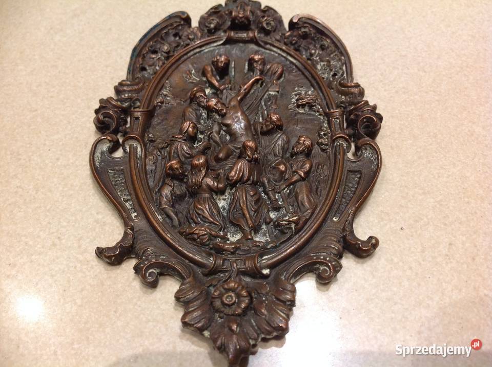 Stara Płaskorzeźba Miedziana Obrazek Święty Nowa Sól