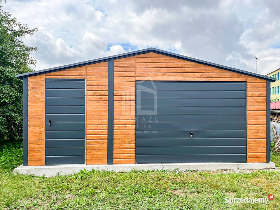 Garaż Blaszany 6x6m Brama uchylna Drzwi 3x okno Opole