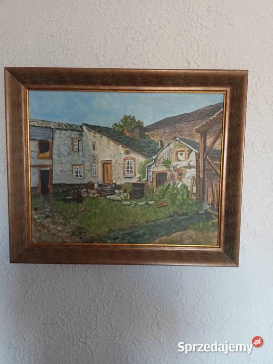 Obraz stary olejny ręcznie malowany Szczytno