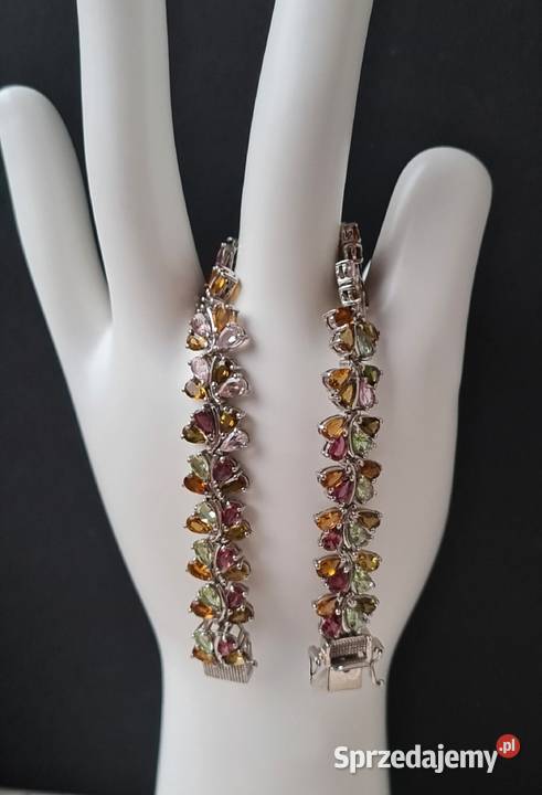 Srebrna bransoletka z kolorowymi turmalinami Otwock