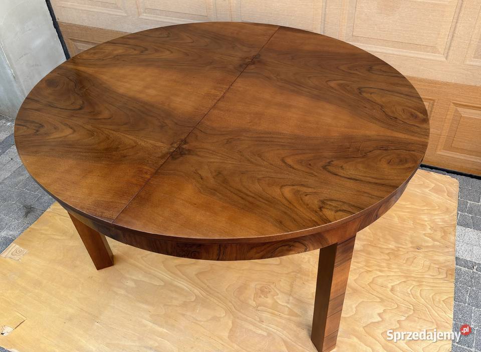 Stół Owalny Orzech 137x120 ART DECO Rozkładany Dom i Ogród mazowieckie Warszawa sprzedam