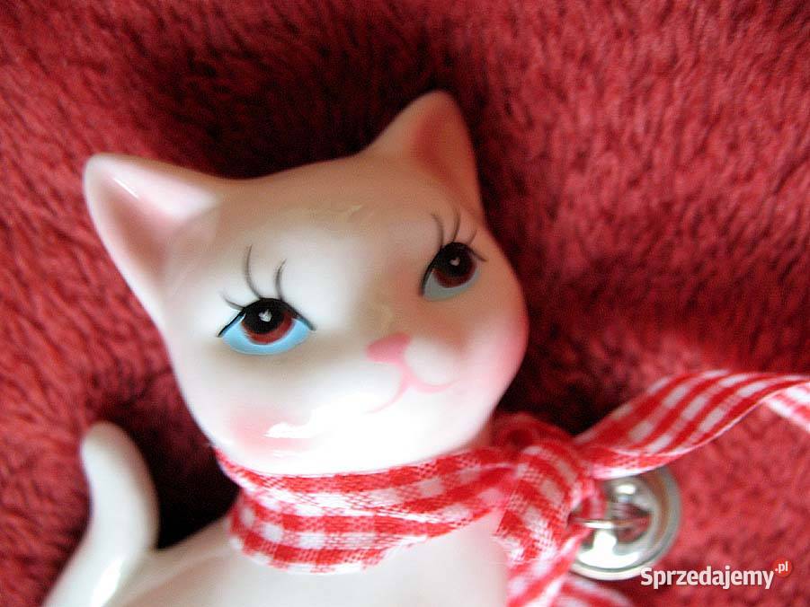 Zabawny KOT z dzwoneczkiem mały porcelana 10 Siedlce