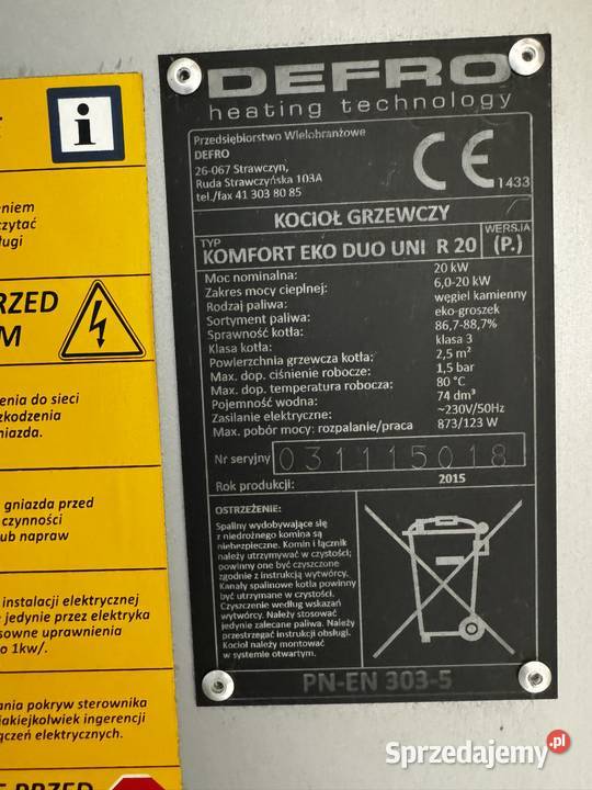 kotłownia piec Defro komfort eko duo uni r 20kw Radzymin