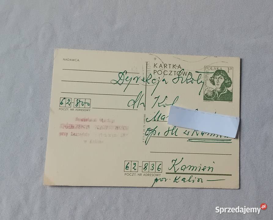 Pocztówka Mikołaj Kopernik PPTiT 1972 r wielkopolskie Koźminek