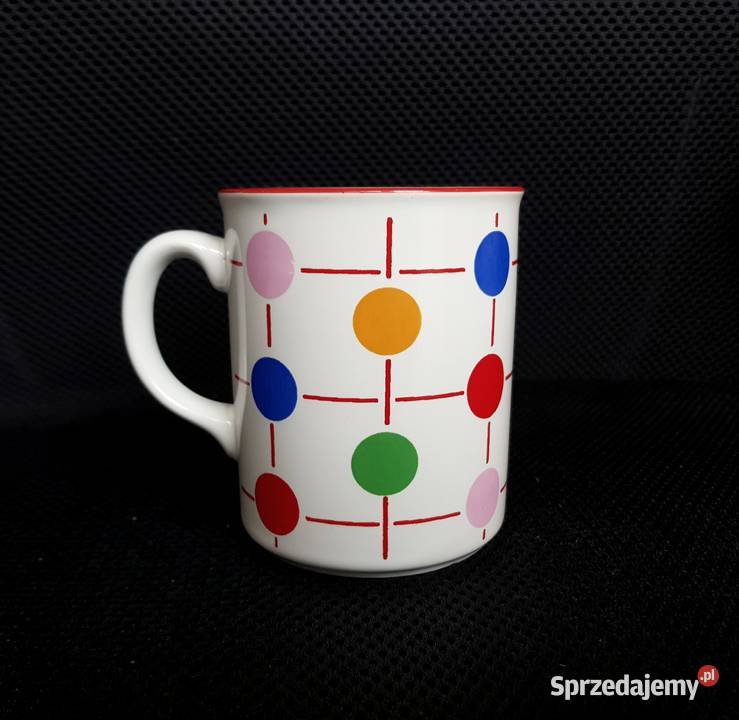 Porcelit Pruszków kubek grochy kółka Warszawa
