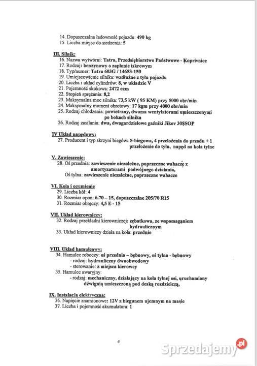 TATRA 603 T2 Auto zabytkowe produkcji 1961 Zarejestrowany w Polsce