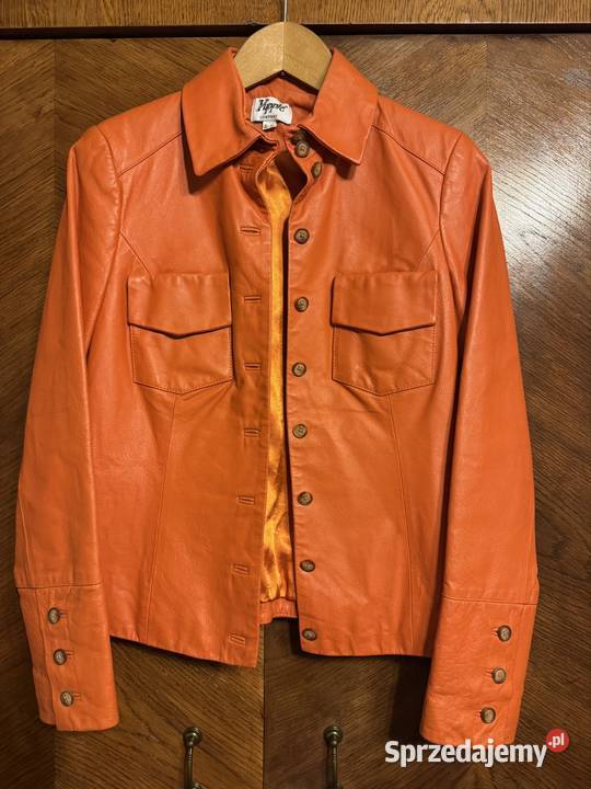 Kurtka ze skóry naturalnej XS pomarańczowa Inny rodzaj Kurtki i płaszcze