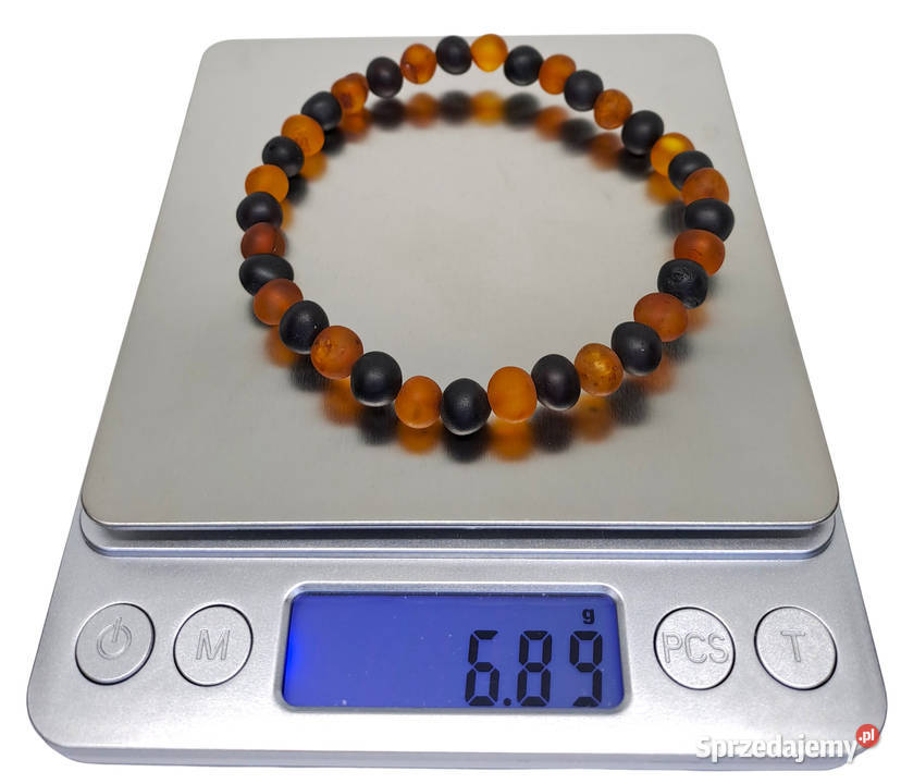 Korale i bransoletka z bursztynu baroczek koniak