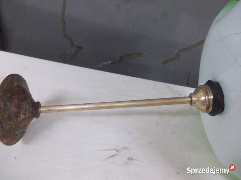 Stara lampa wisząca szkło i mosiądz