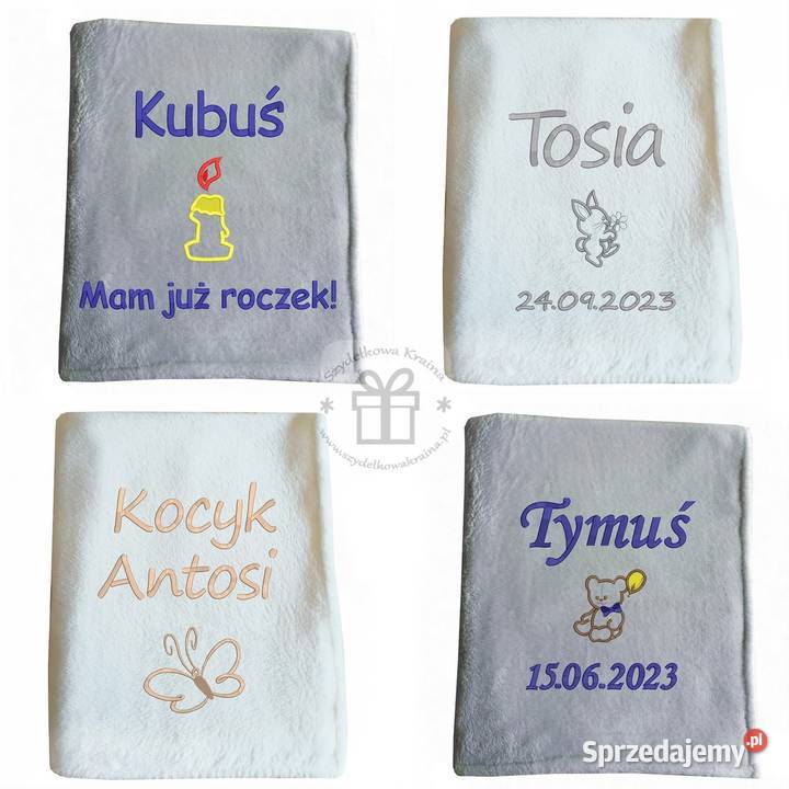 Kocyk do chrztu Chłopca z imieniem datą Pamiątka Toruń