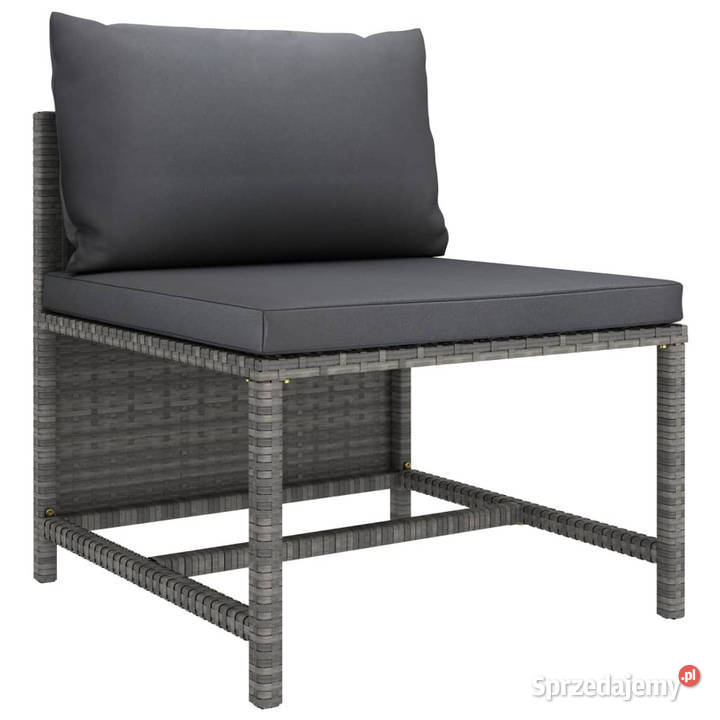 3częściowa sofa do ogrodu z poduszkami szara
