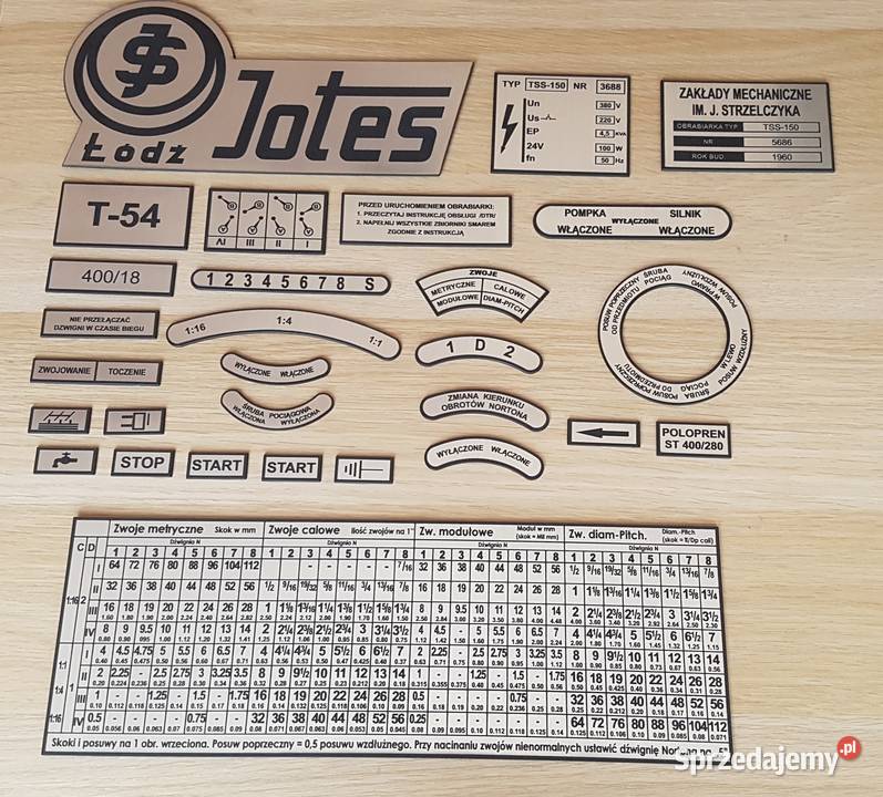 Tokarka TSS150 Tabliczka Tabliczki Tabela Ręczne Zelów sprzedam