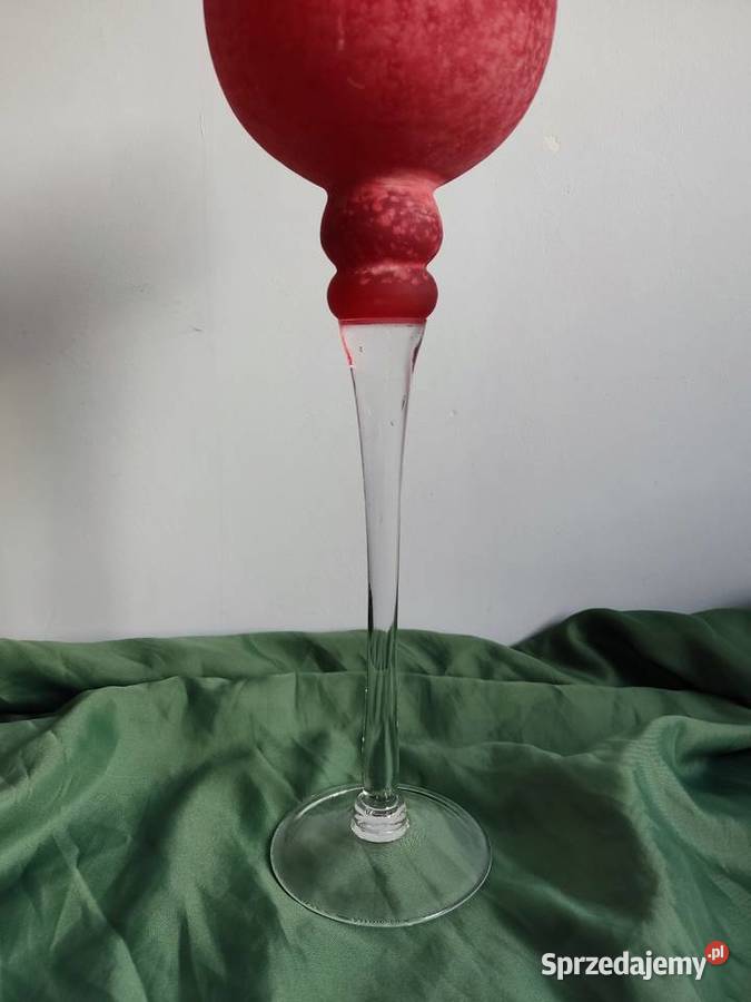 Kielich szklany czerwony lampion h40 Głuchołazy