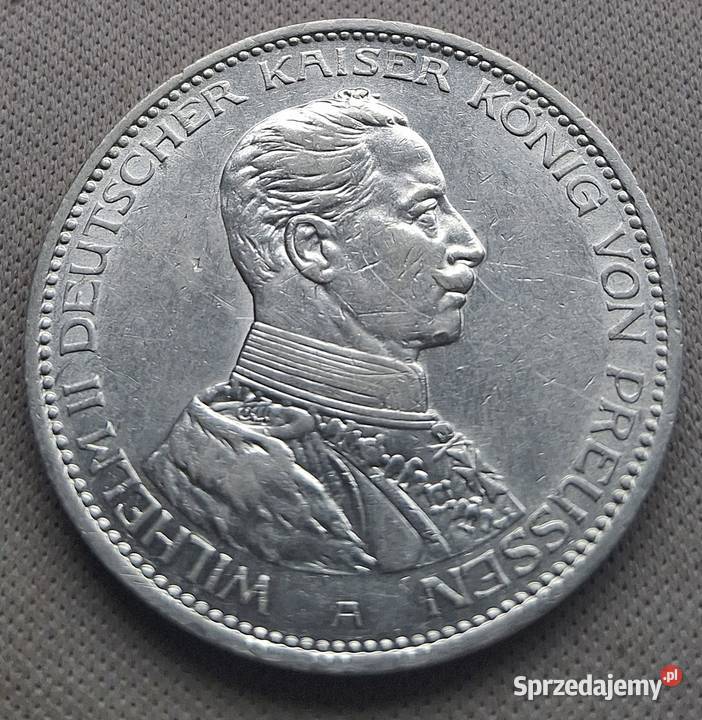 NIEMCY PRUSY WILHELM 3 MARKI 1914 rAW MUNDURZE Legionowo