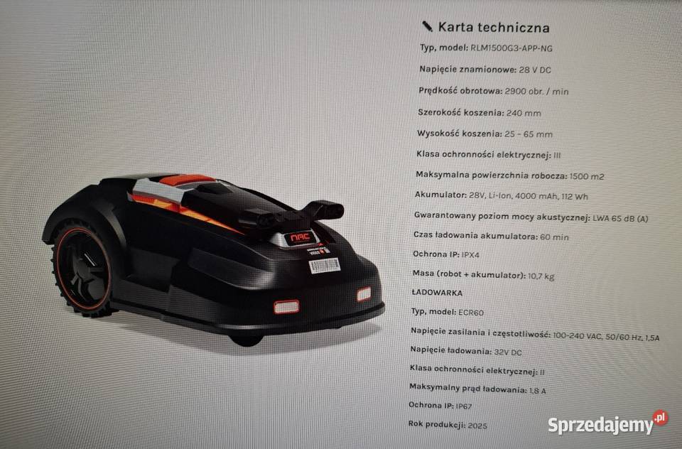 Robot koszący NAC RLM1500G3APPTX Kajetany sprzedam
