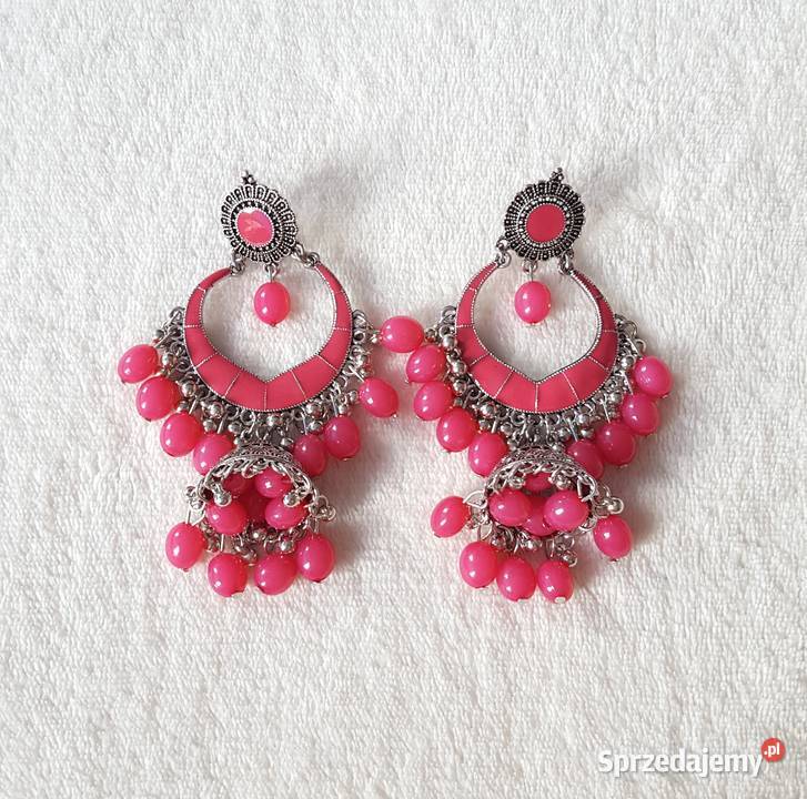 Długie kolczyki orientalne jhumki kolor srebrny Szczecin