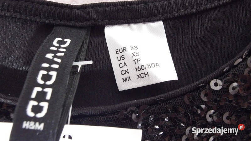 Czarny top koszulka bluzka xs 34 hm cekiny Toruń