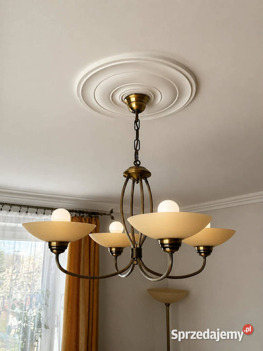 Komplet lamp mosiężnych vintage żyrandol