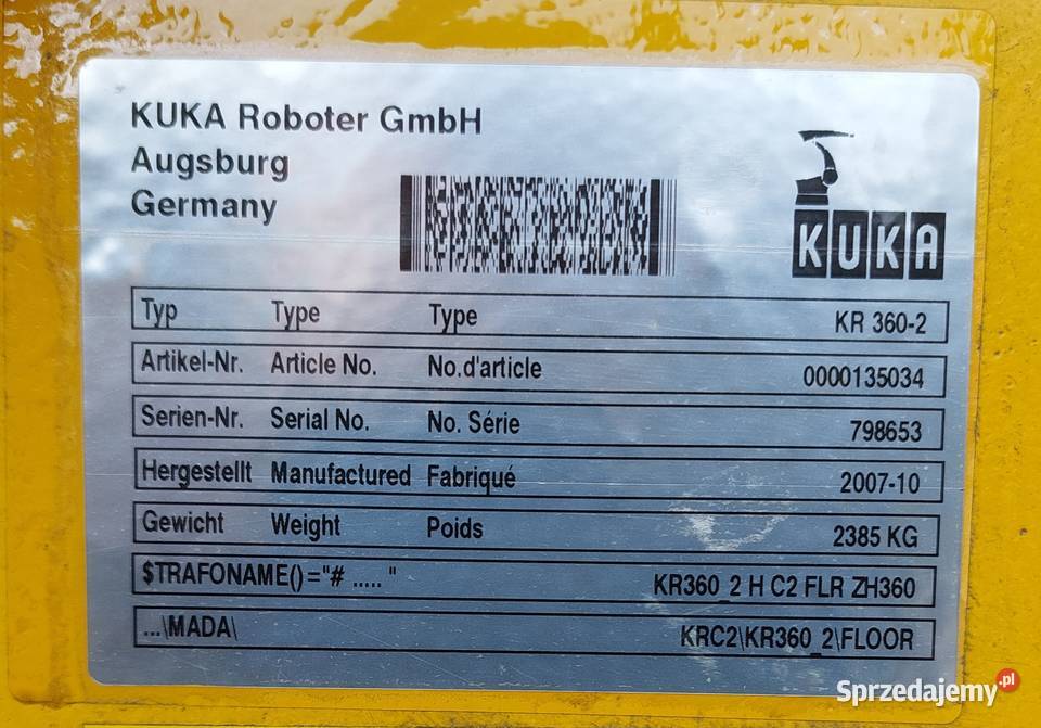 Robot przemysłowy KUKA KR360 2007R Sterowanie Gorzów Wielkopolski
