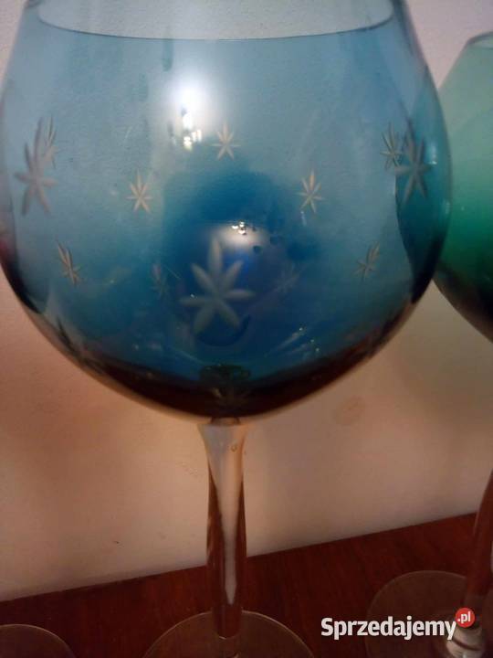 Kielichy do wina kolorowe szkło Prl 23 Warszawa