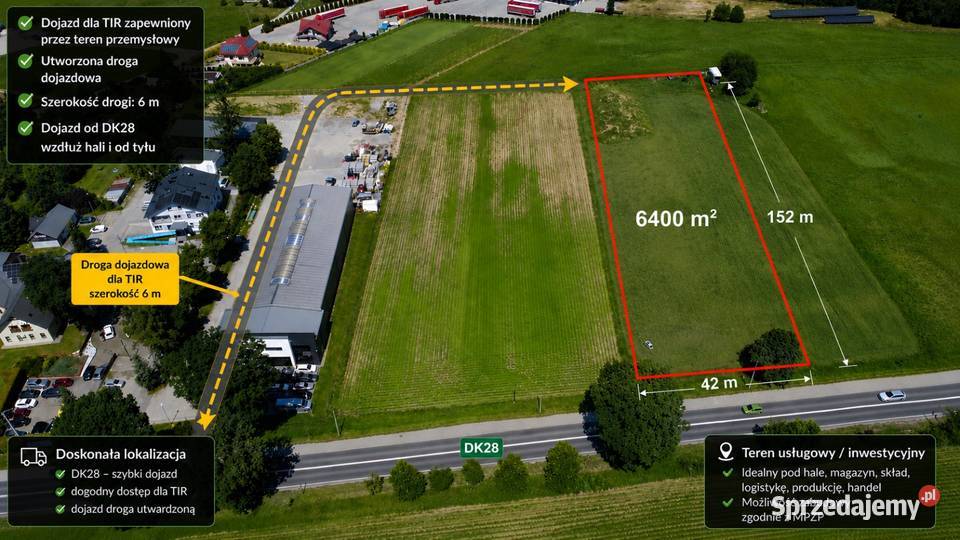 TEREN INWESTYCYJNY 6400 m² PRZY DK28 – JUSZCZYN