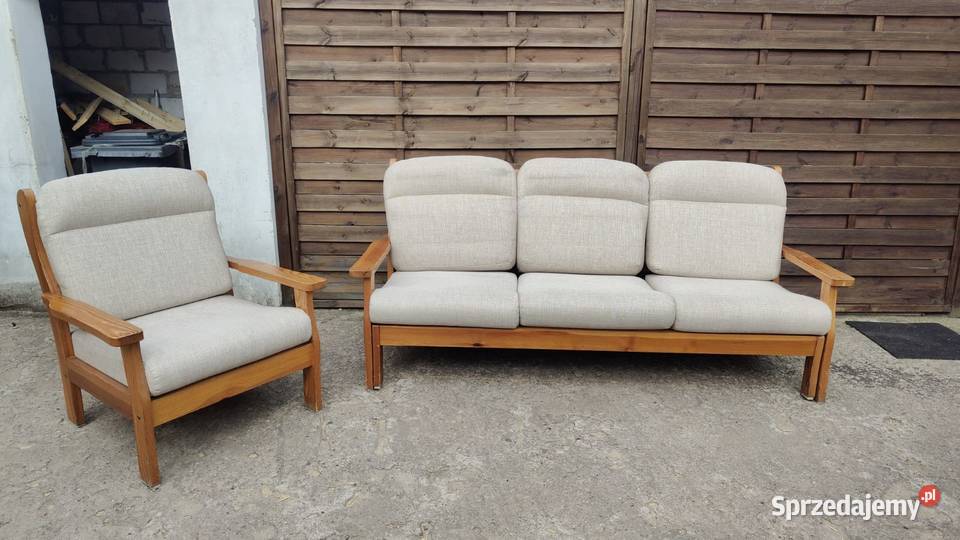 Komplet kanapa fotel drewno sosnowe lata 80 Dom i Ogród Warszawa