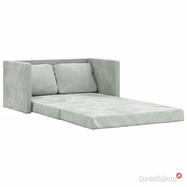 Sofa podłogowa 2w1 jasnoszara 122x204x55 aksamit Warszawa sprzedam