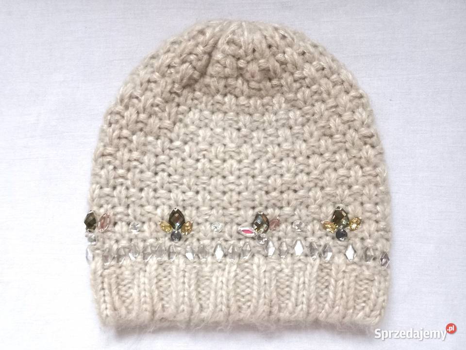 Czapka beżowa Damska r LXL melanż Kryształki Białystok sprzedam