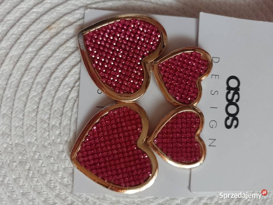 ASOS Różowe Bogato zdobione kolczyki serca z Kraków
