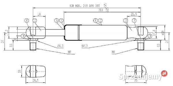 Sprężyna gazowa L585 mm 500N Stabilus CA536088 małopolskie