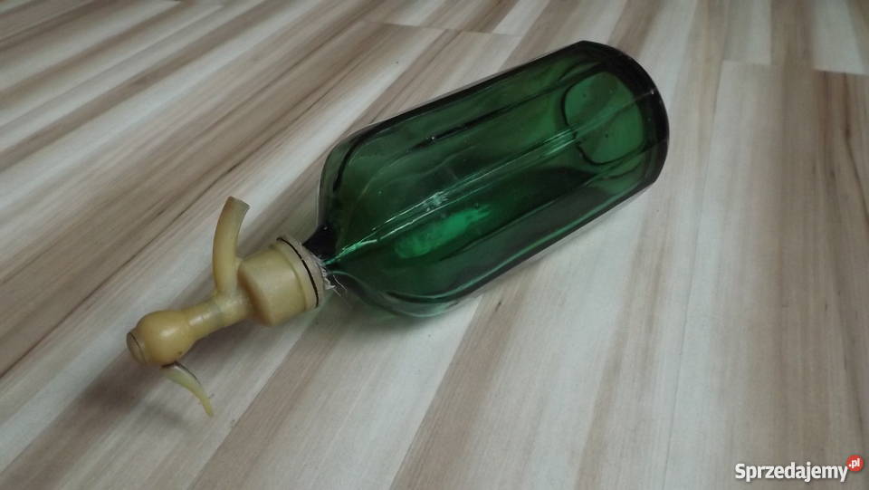 STARY szklany SYFON zielone szkło warmińsko-mazurskie Grodziczno