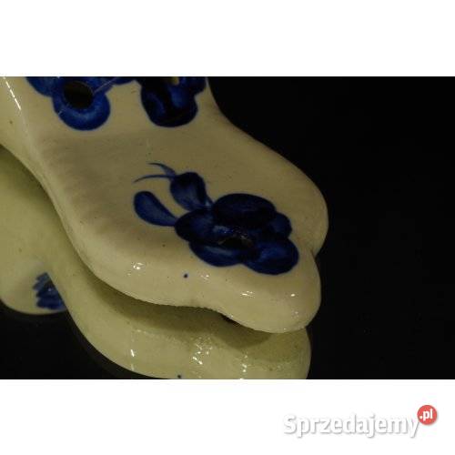 Dwa ceramiczne pantofelki na kwiaty SR Gliwice