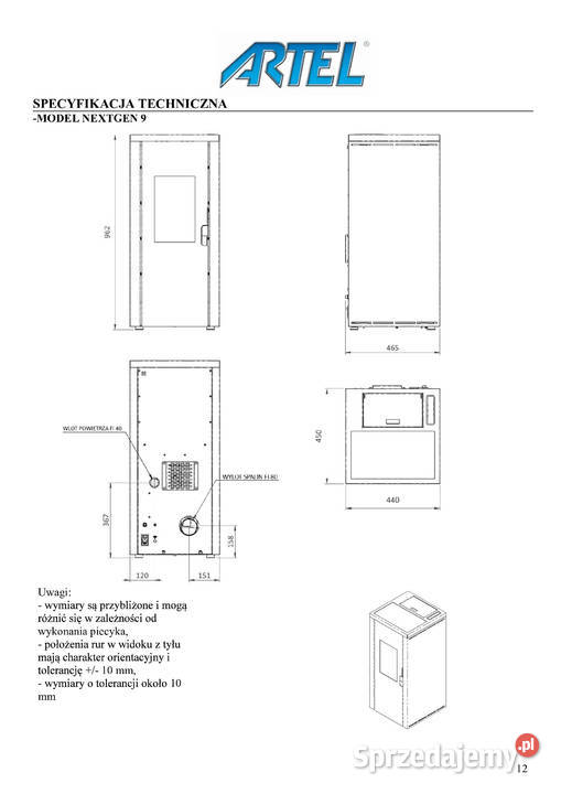 Piecyk kominek na pellet ARTEL NEXTGEN 9 Tarnów