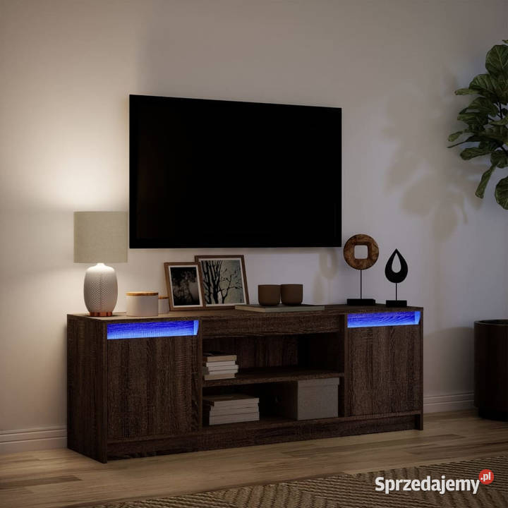 Szafka pod TV z LED brązowy dąb 1395x34x50 Warszawa