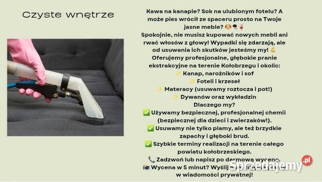 Pranie Tapicerki Kanap i Dywanów KOŁOBRZEG Kołobrzeg
