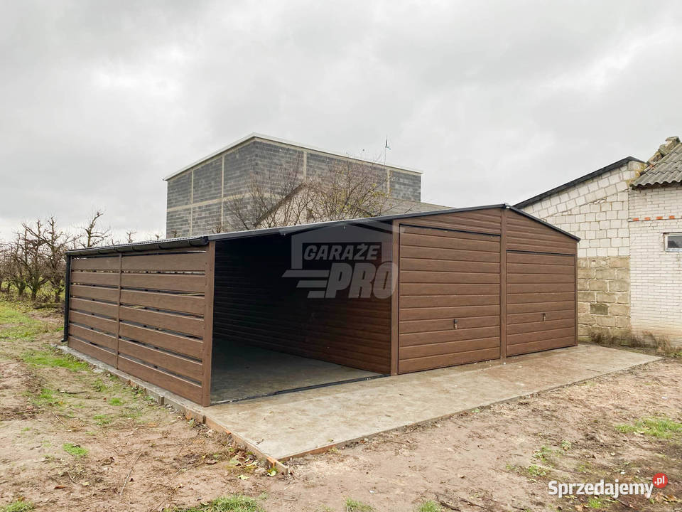 Garaż blaszany 6x6m wiata 3m 2x Brama Kalisz