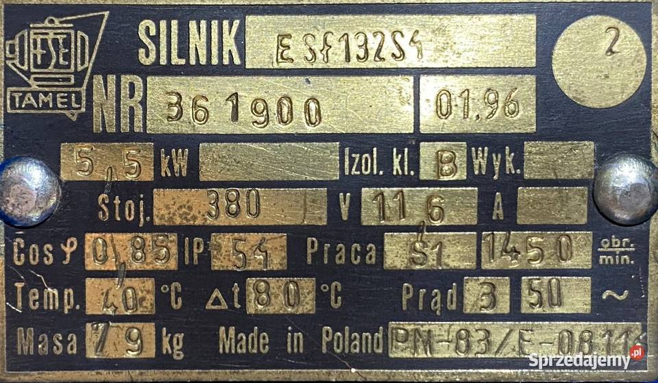 silnik elektryczny 55kW 1405obr 3fazowy Tamel Ex Pigża sprzedam