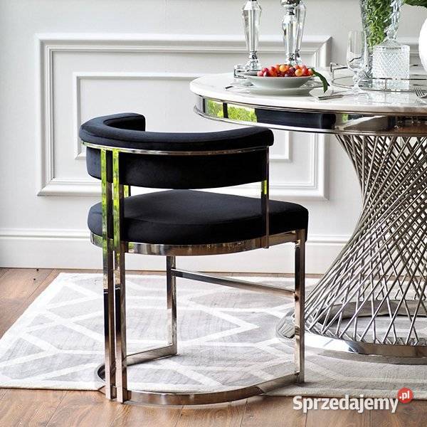 Krzesło glamour czarne półokrągłe na stalowych mazowieckie Warszawa