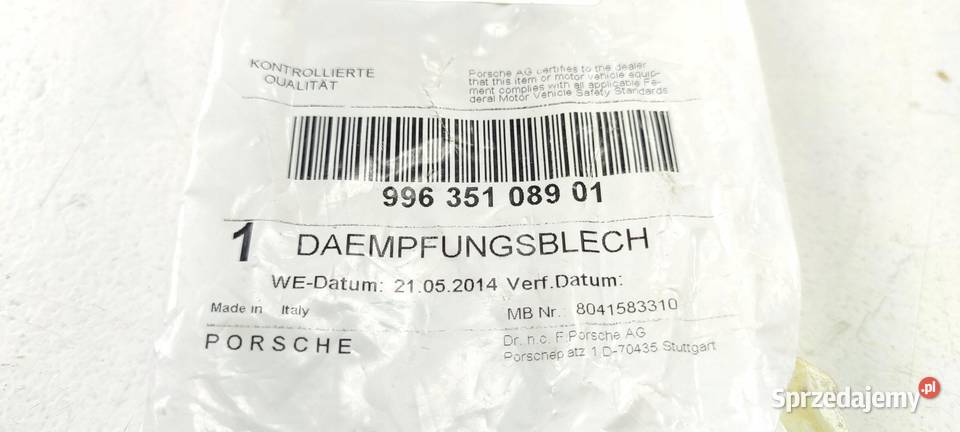 NAKŁADKA ODBÓJ DOCISK KLOKÓW HAMULCOWYCH PORSCHE