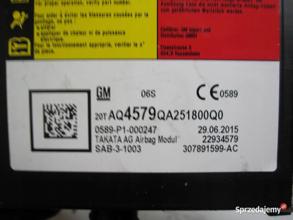 INSIGNIA A I LIFT 10r AIRBAG poduszka fotela