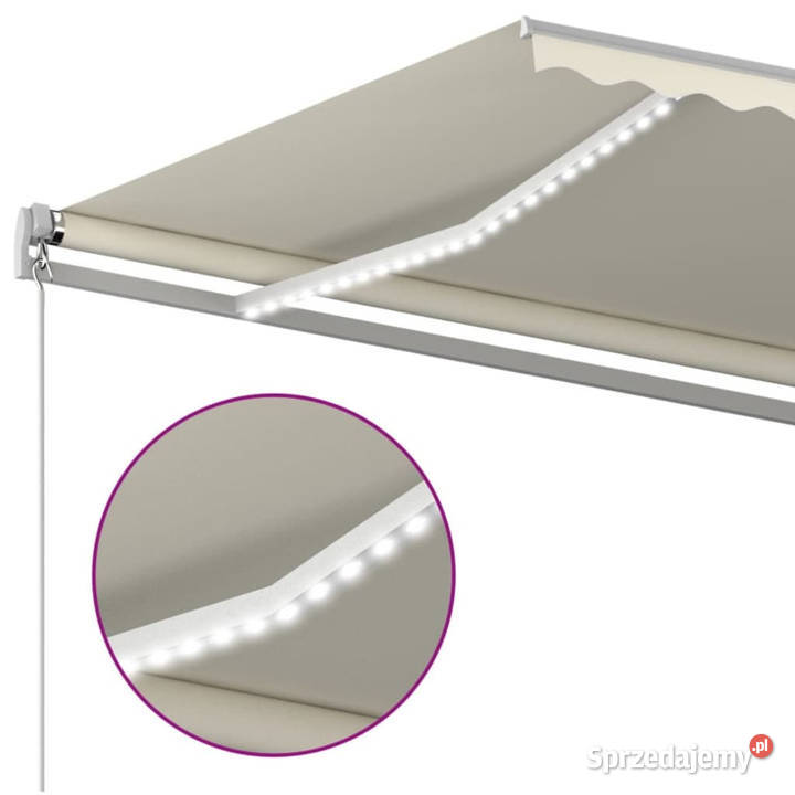 Ręcznie zwijana markiza z LED 400 x 300 kremowa mazowieckie Warszawa sprzedam