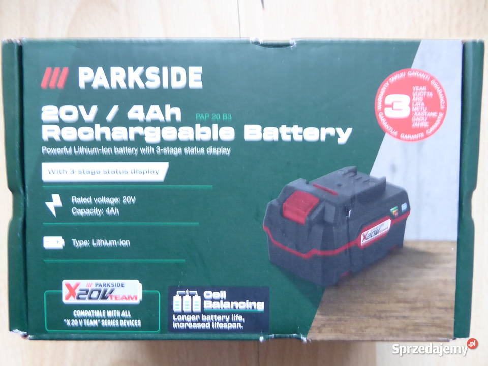 Nieużywany akumulator 20V4Ah PARKSIDE PAP 20 B3 warmińsko-mazurskie Olsztyn sprzedam