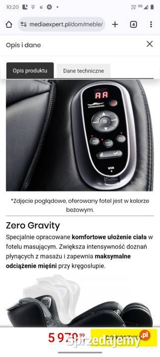 Fotel masujący MASSAGGIO Bello 2 Czarnobeżowy Warszawa
