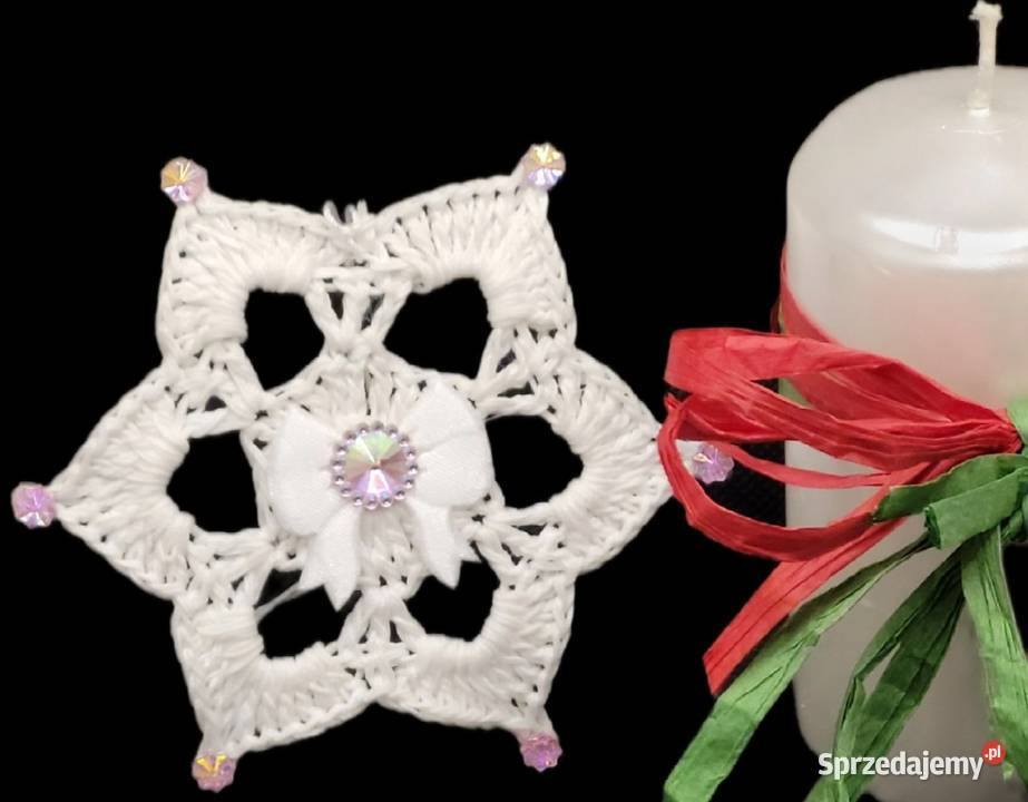 Gwiazdki choinkowe ręcznie wykonane 6 biały