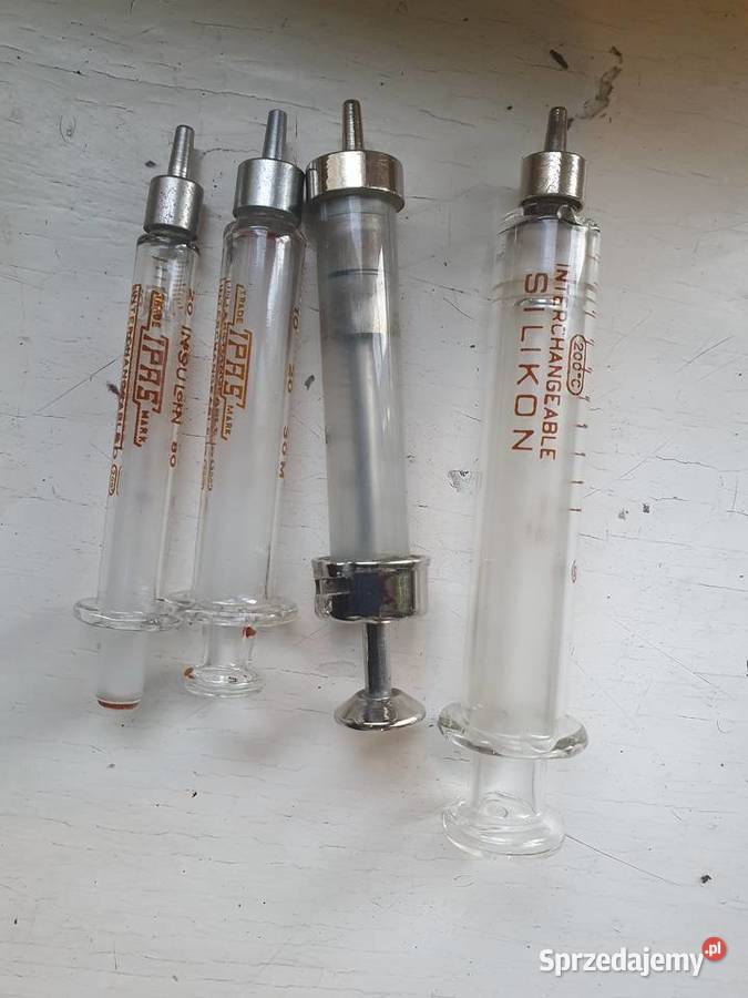 Stare strzykawki metalowe szklane szpitalne mazowieckie Warszawa