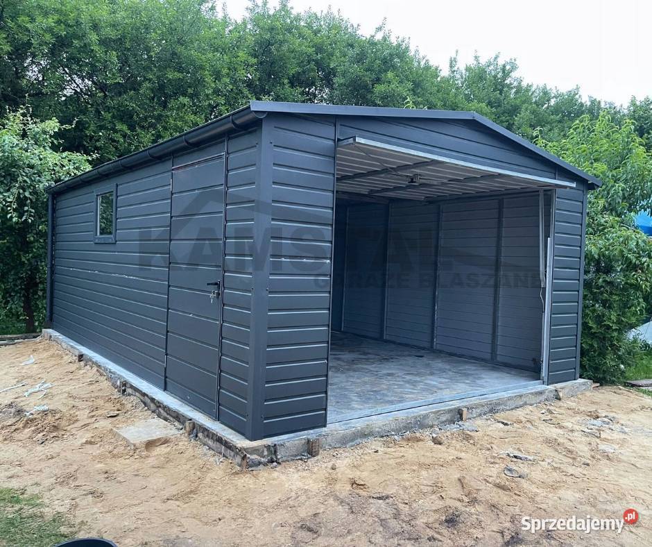 Garaż blaszany 4x6 dwuspadowy w kolorze Jodłownik
