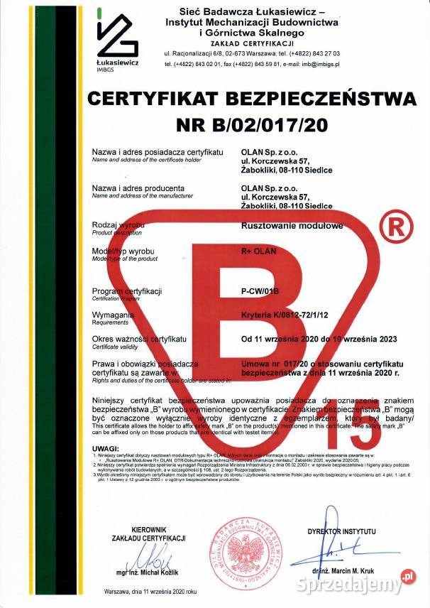 Rusztowanie modułowe Olan 100m2 typ Altrad Chełm