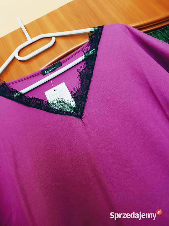 Bluzka fuksja z krótkim rękawem Rozmiar 56 sprzedam