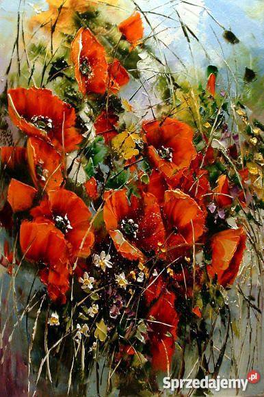 Maki Obraz olejny 40x60 szpachla Warszawa